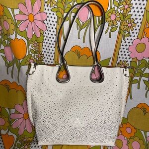 U.S. Polo Assn. White Rhinestone Tote Bag